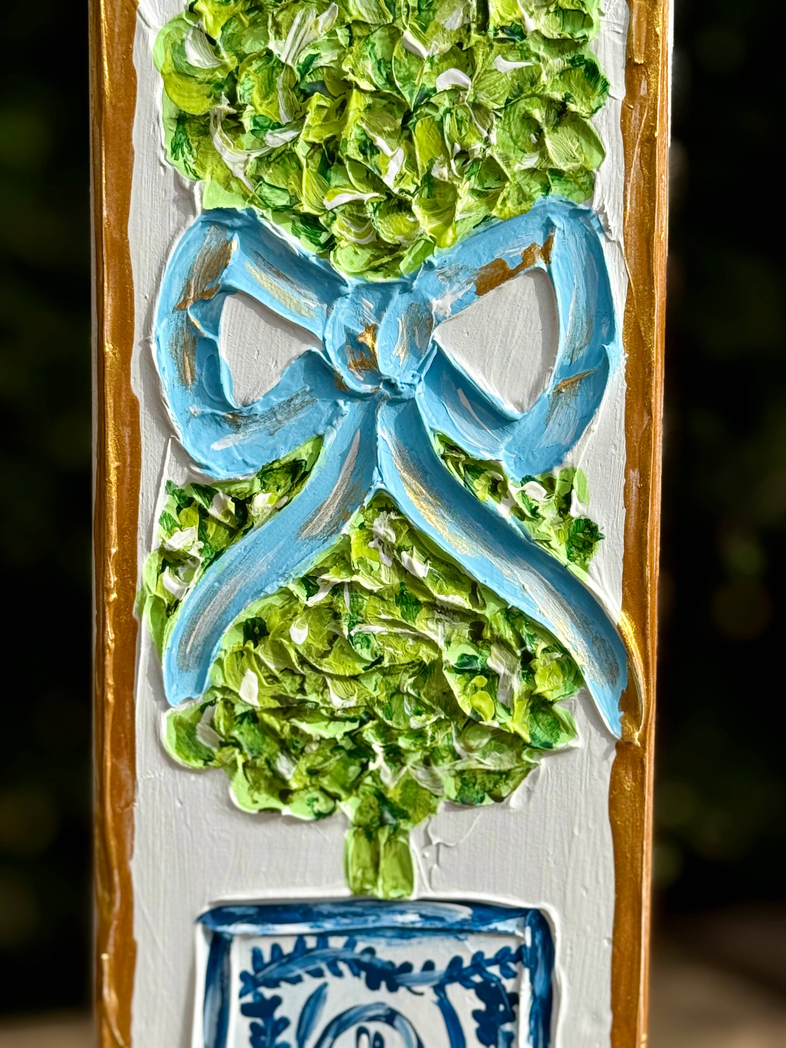 Blue Textured Topiary Art Block