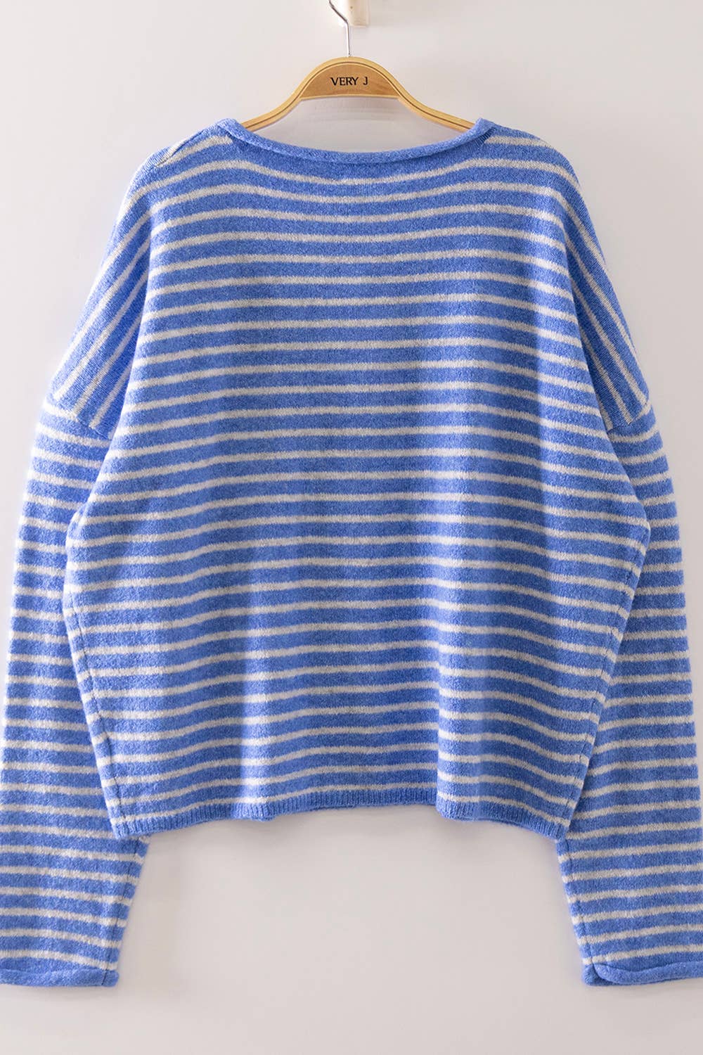 Blue Button Down Stripe Sweater