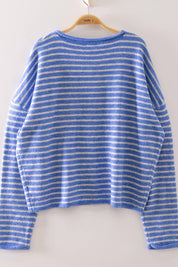 Blue Button Down Stripe Sweater