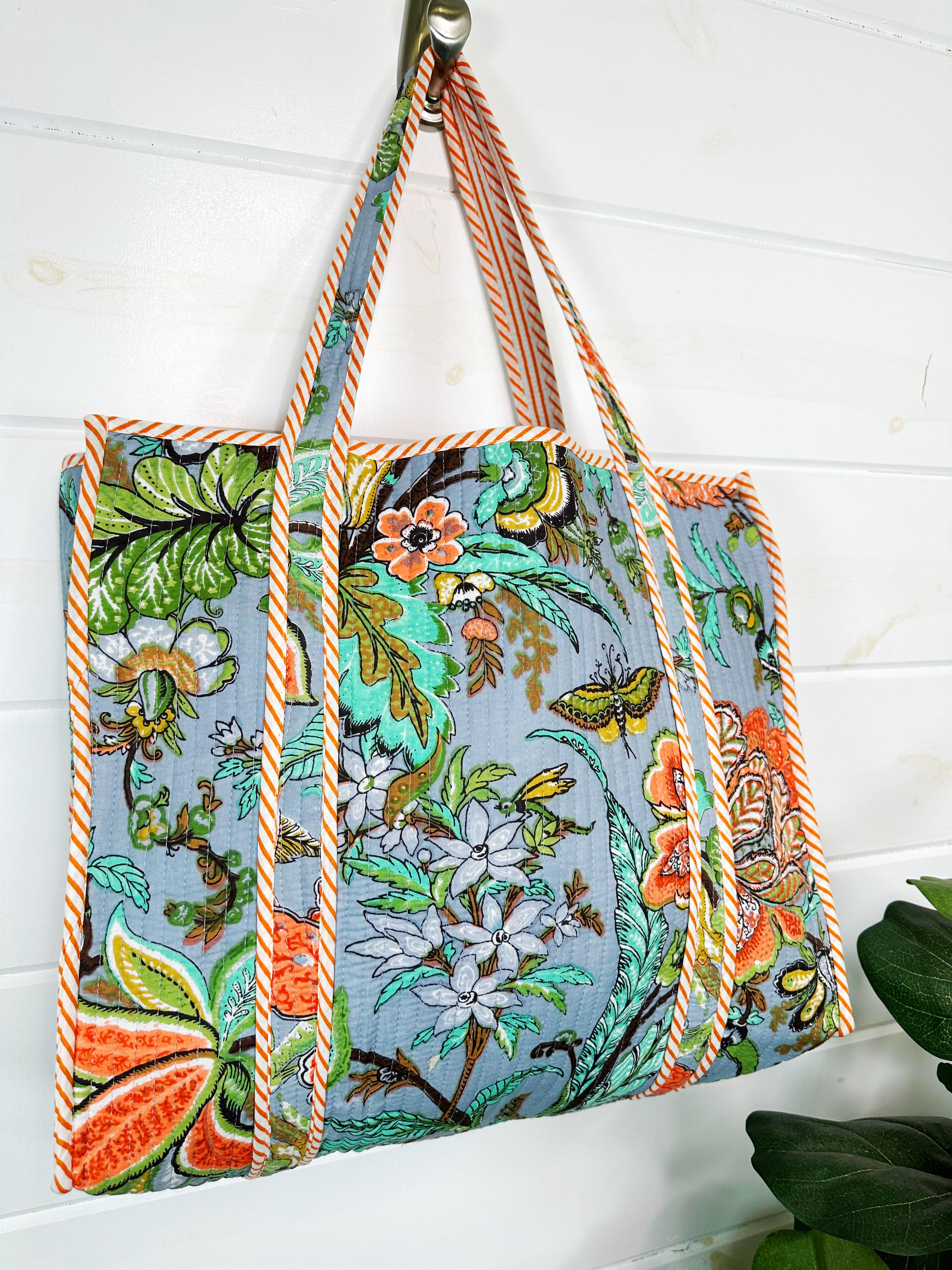 Botanical Large Quilted Tote Bag