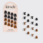 Recycled Plastic Micro Classic Claw Clips 16pcSet-Blk & Tort