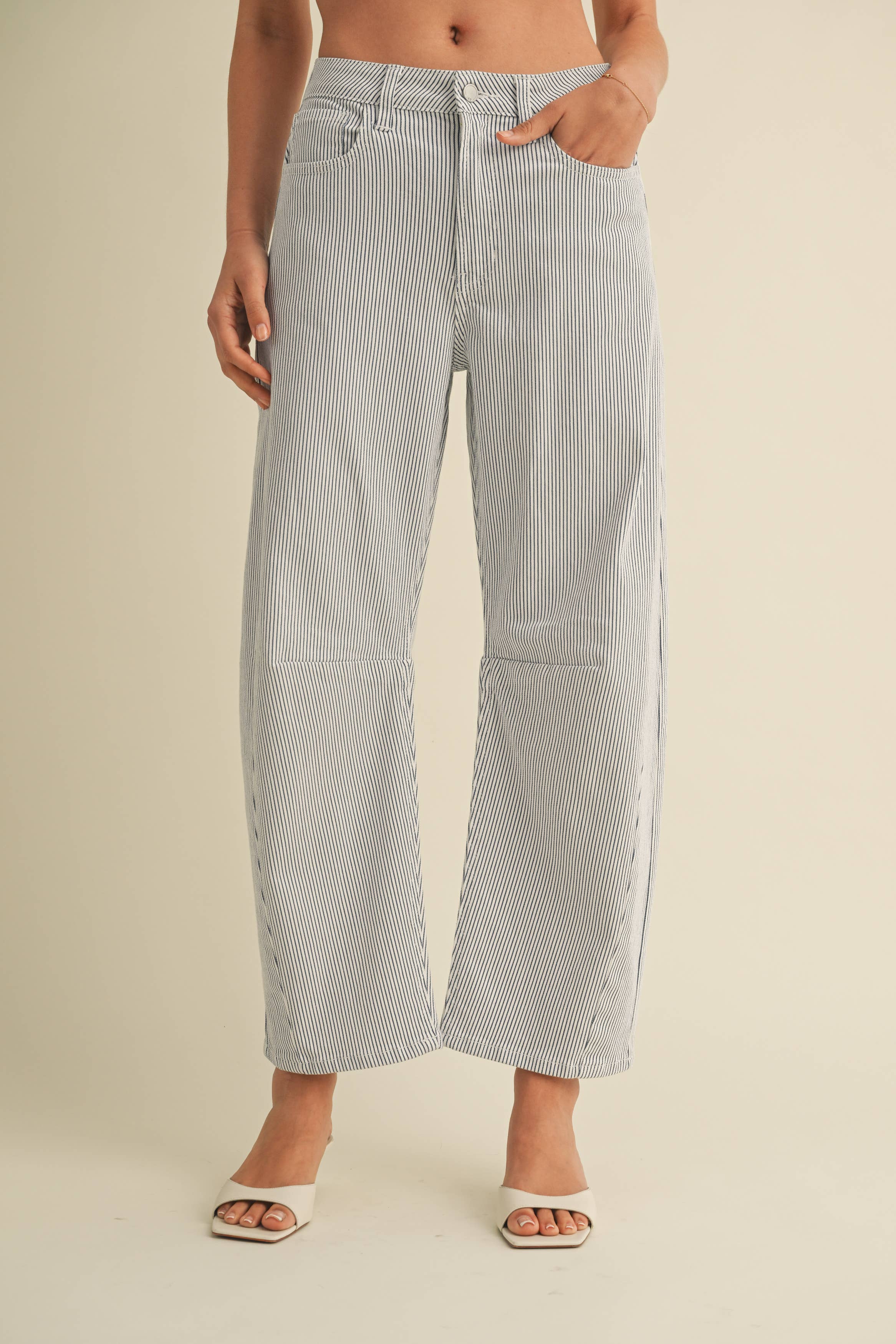 Light Blue Stripe Barrel Jean
