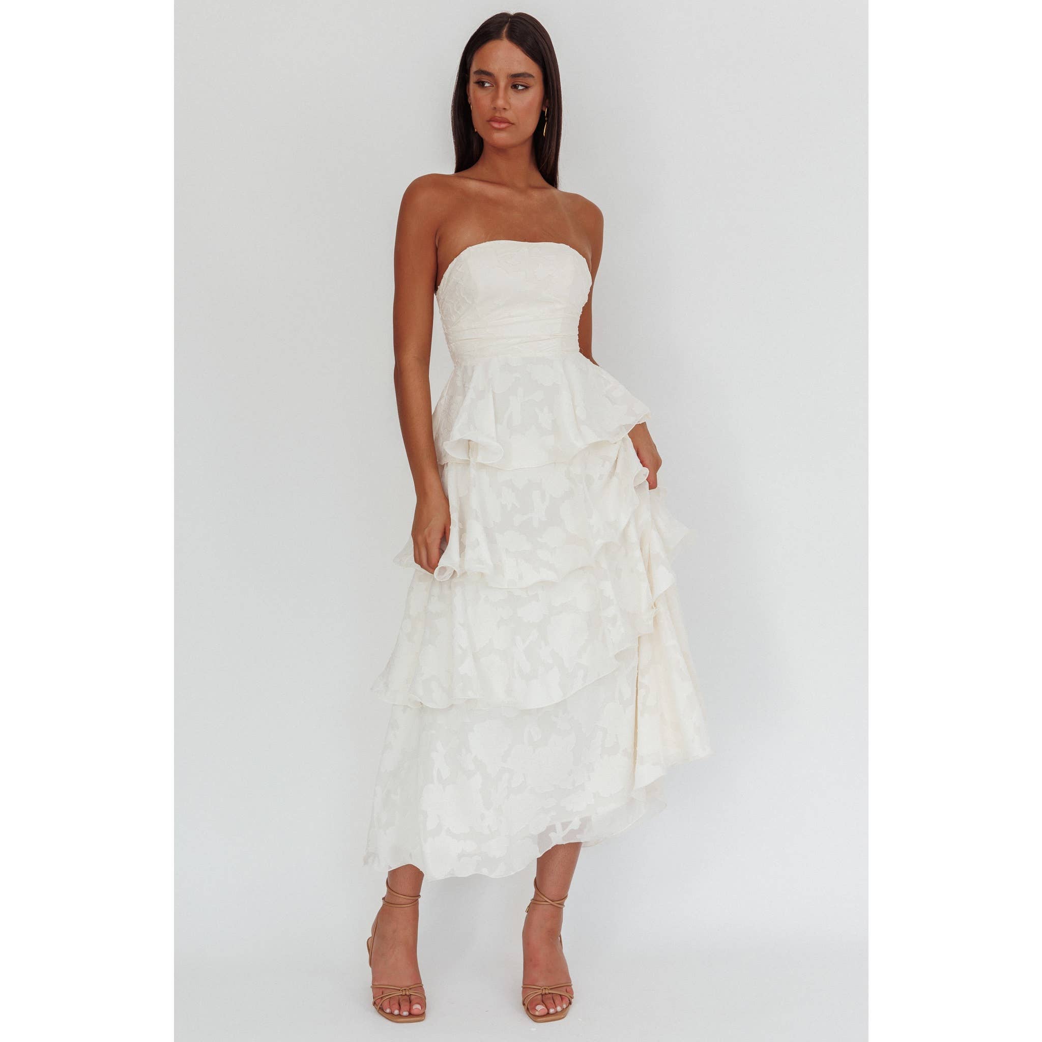 Jacquard Tiered Maxi Dress