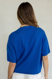 Blue Short Sleeve Cardigan
