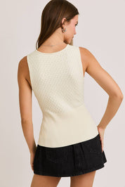 Cream Pointelle Top