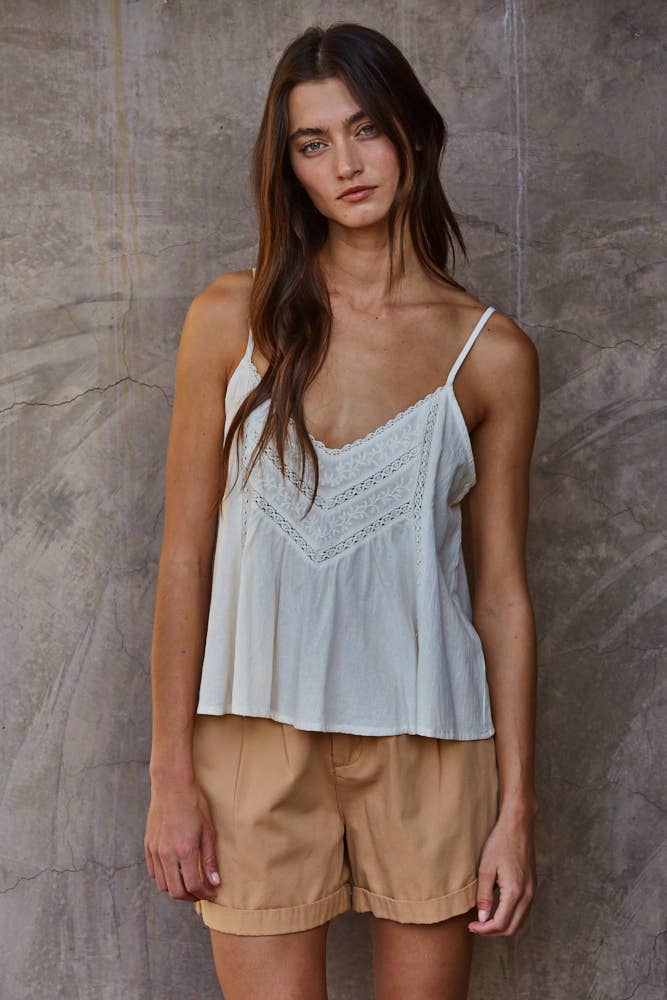 Spaghetti Strap Lace Trim Top