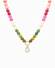Marble Pastel Bead Teardrop Charm Necklace