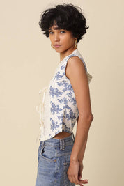 Blue Lace Floral Top