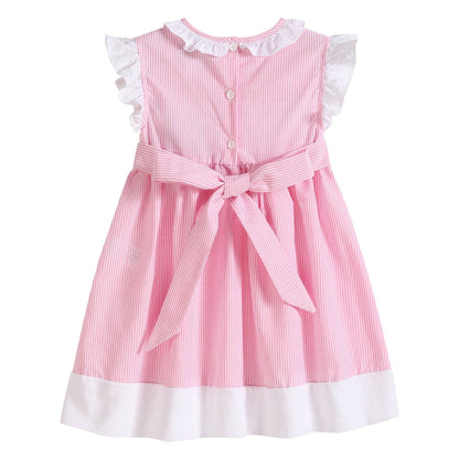 Pink Striped Big Sister Smocked Girls