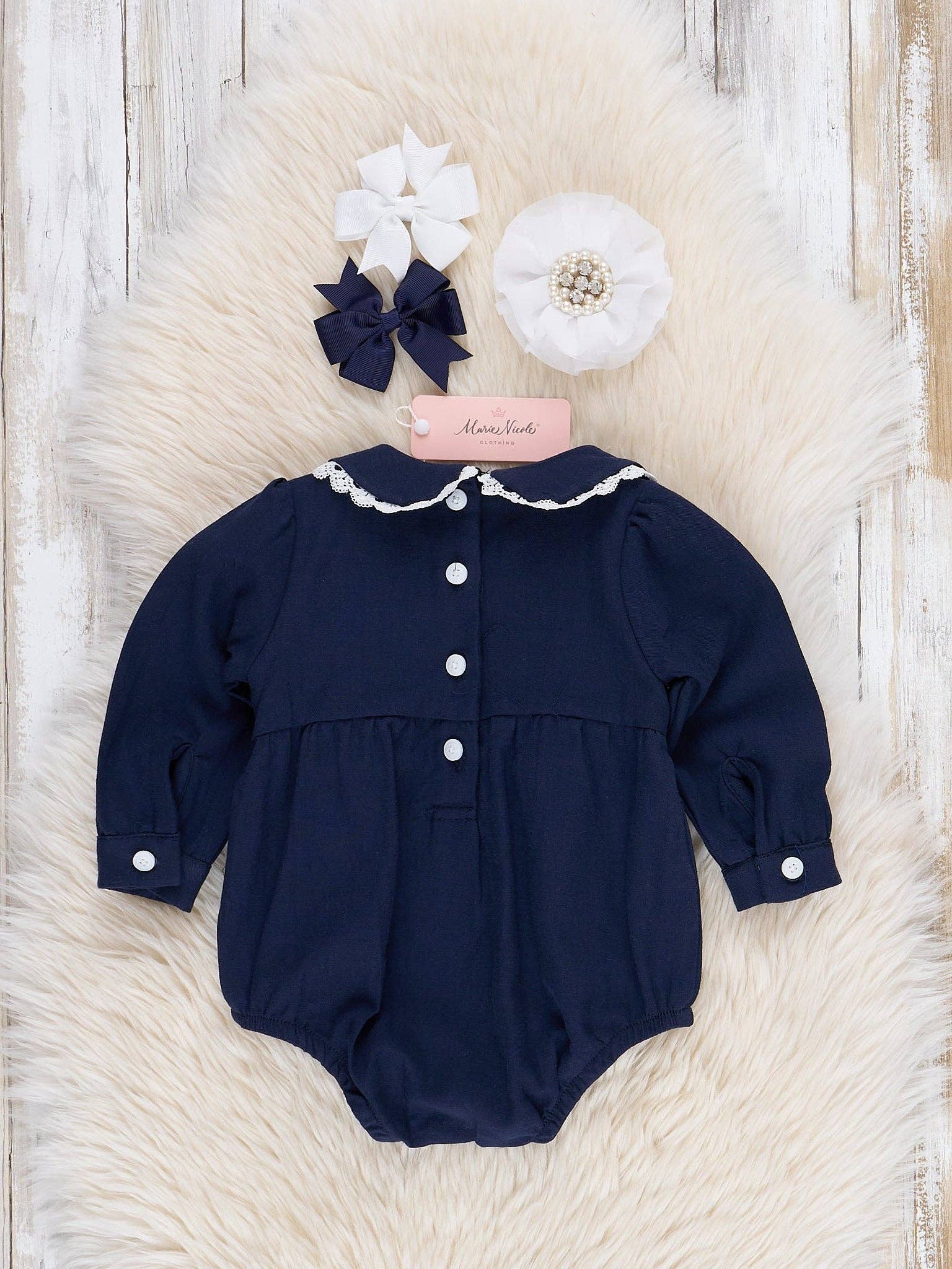 Navy Smocked Nativity Scene Bubble
