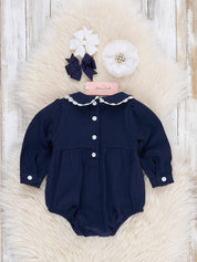 Navy Smocked Nativity Scene Bubble
