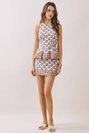 Pink Floral Print Halter Neck Top