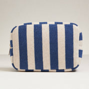 Navy Terry Fabric Striped Pouch