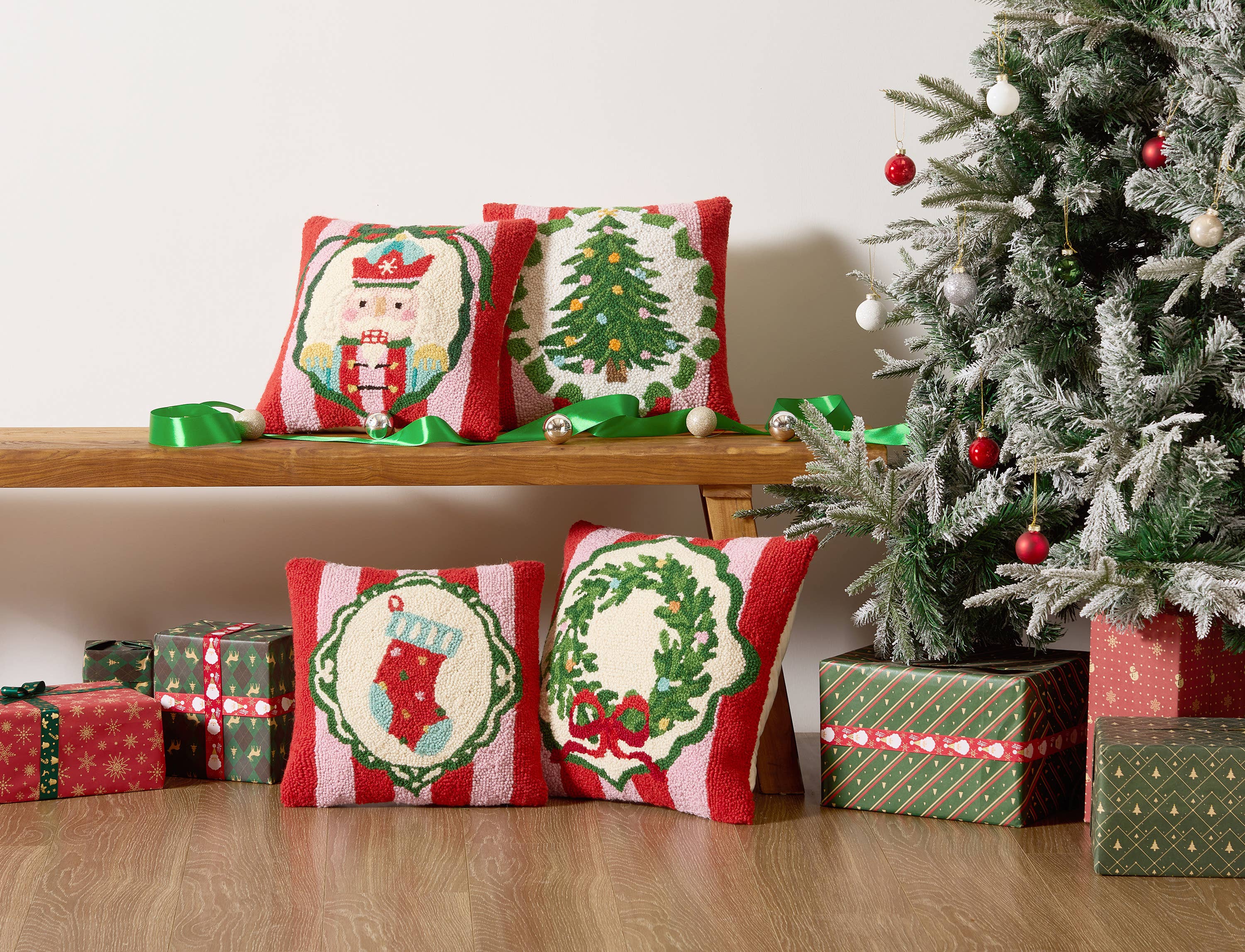 Red Holiday Frames Nutcracker Hook Pillow