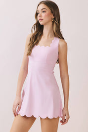 Pink Scalloped Sport Mini Dress
