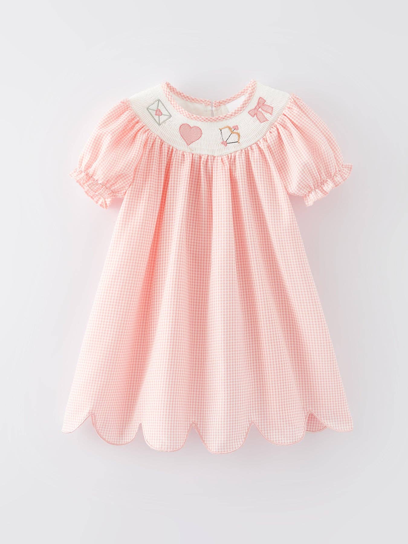 Heart Bow Arrow Smocking Embroidery Girls