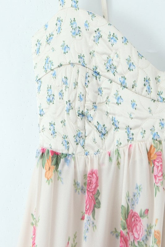 Floral Print Sleeveless Mini Dress