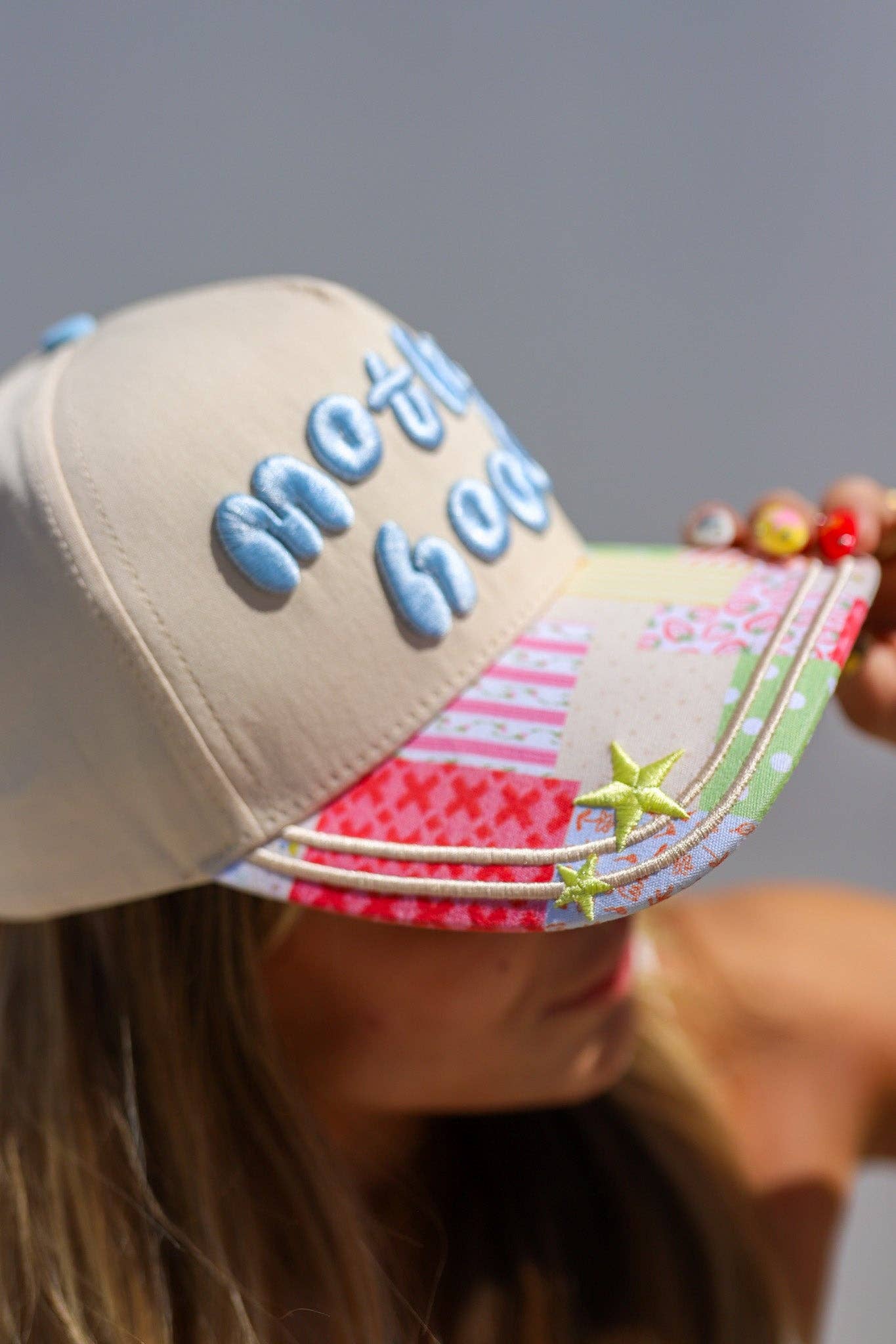 Patchwork & Light Blue Motherhood Trucker Hats