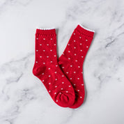 Red & White Heart Casual Socks