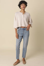 Beige Livia Boxy Cropped Cardigan