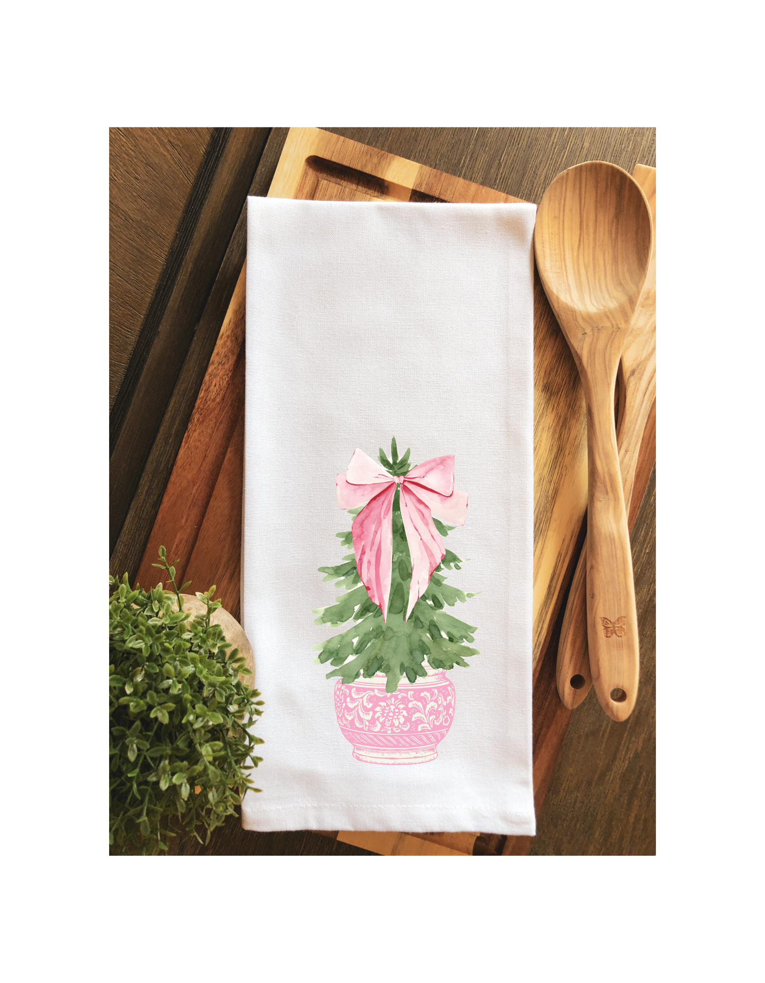 Pink Pot X-mas Tea Towel