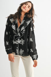 Black Embroidered Blouse