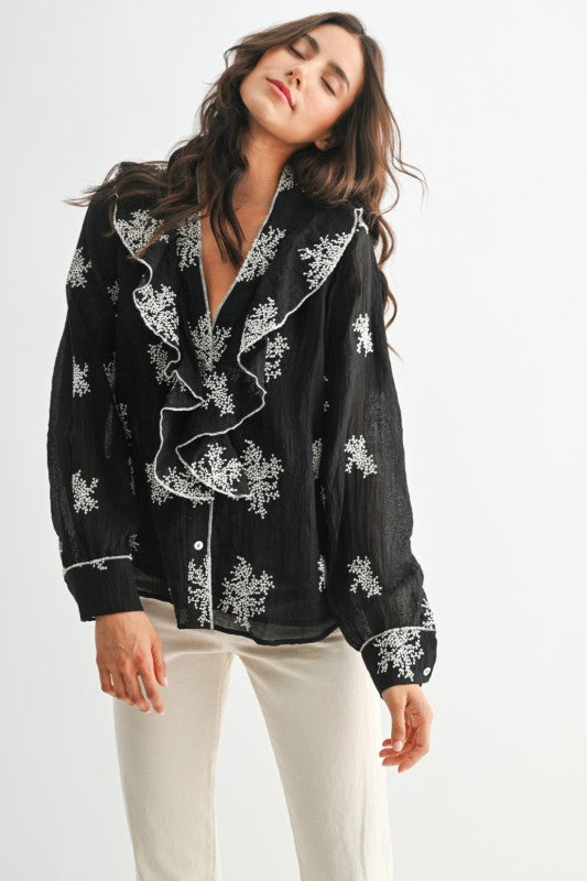 Black Embroidered Blouse