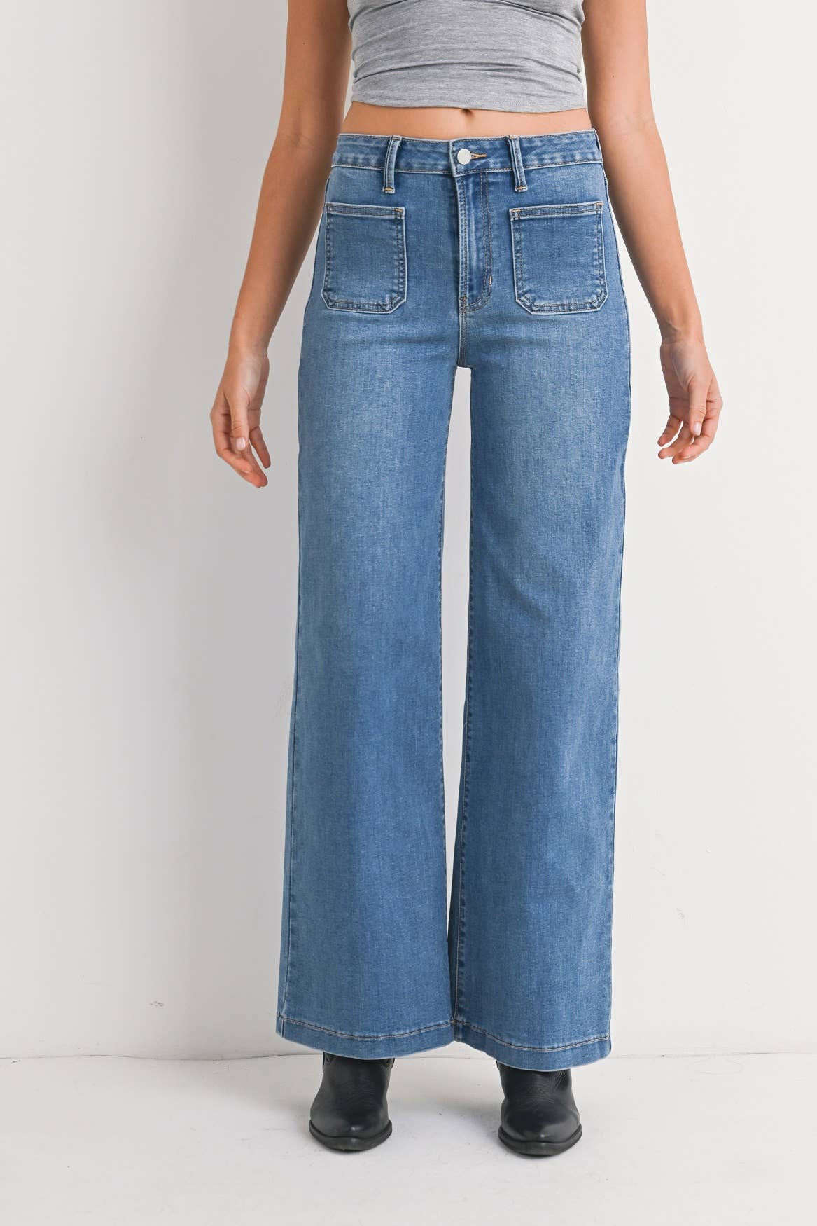 Medium Denim Wide Leg Jean