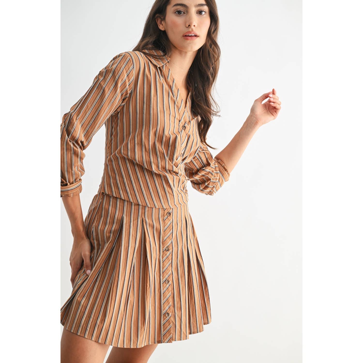 Striped Collared Shirt Dress