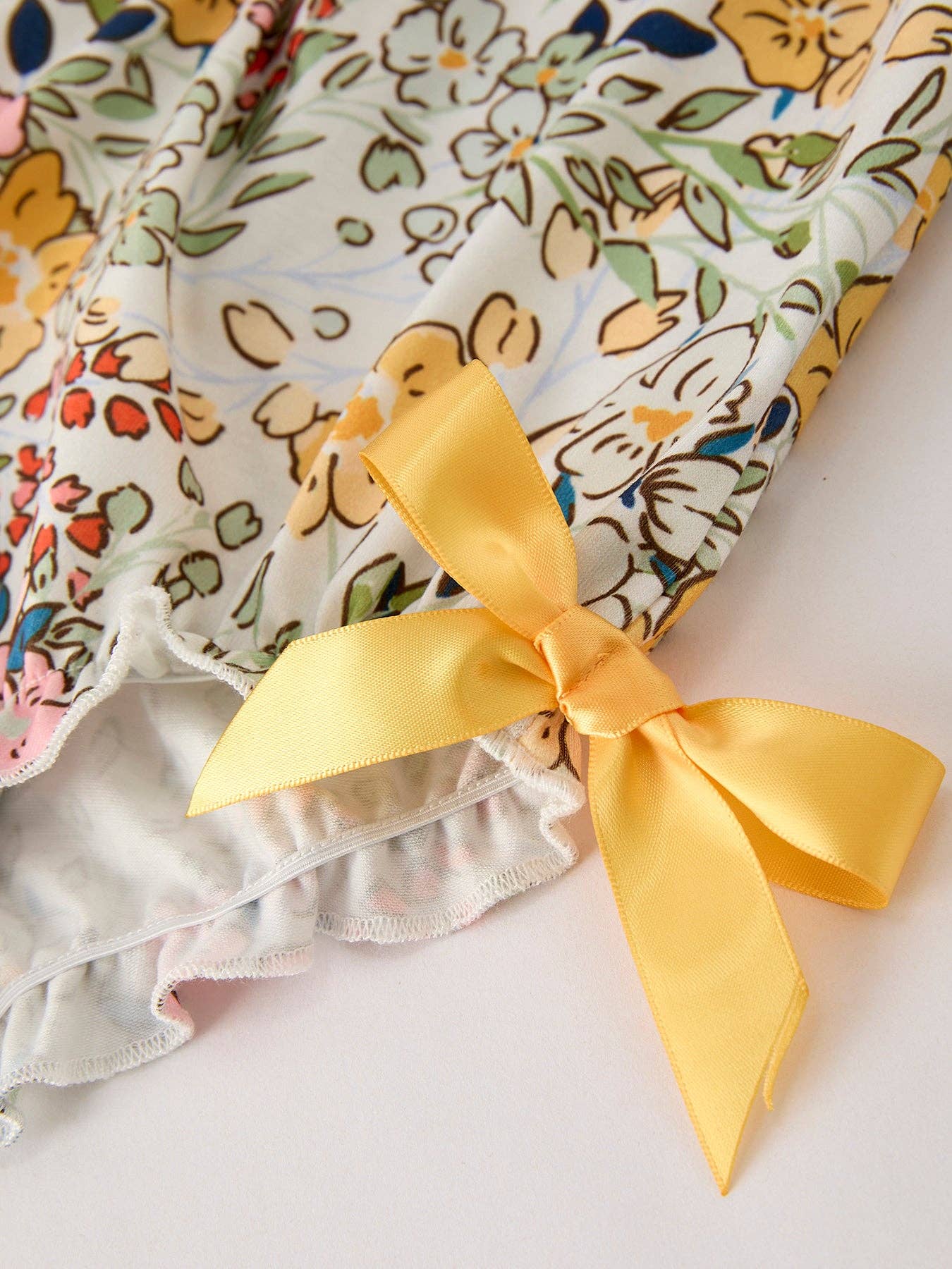 Fall Floral Yellow Bow Baby Romper