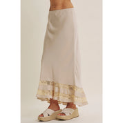 Champagne Satin Lace Maxi Skirt
