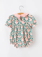 Fall Geometric Floral Baby Romper