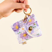 Purple Floral Earbud Case Keychain