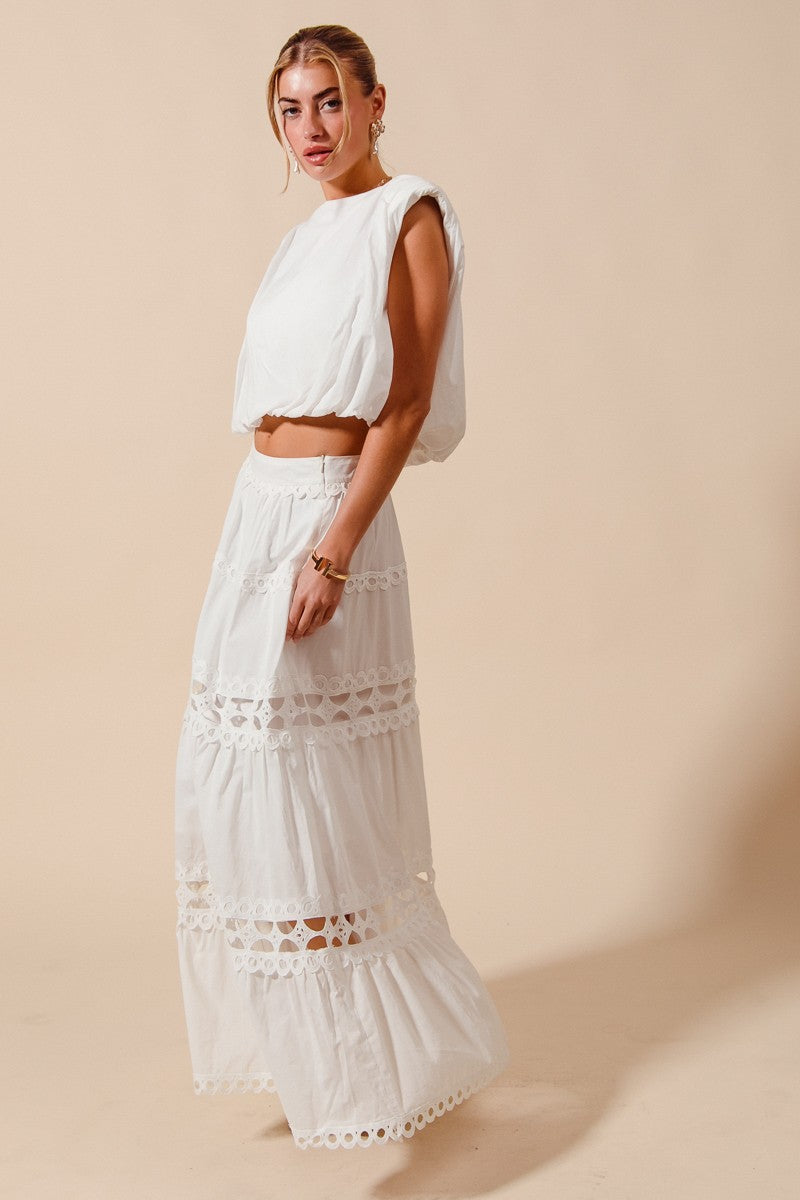 Sleeveless Crop Bubble Top & Skirt Set