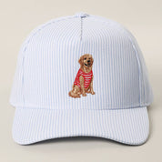 Light Blue Golden Retriever Seersucker Hat