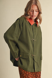 Olive Corduroy Collar Utility Jacket