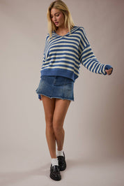 Blue Sailor Collar Stripe Sweater
