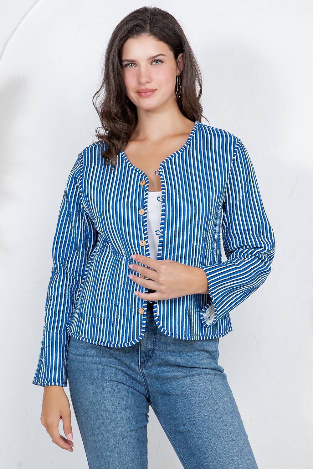 White Floral Quilted Jacket