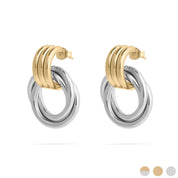 Mixed Metal Double Round Stud Earring