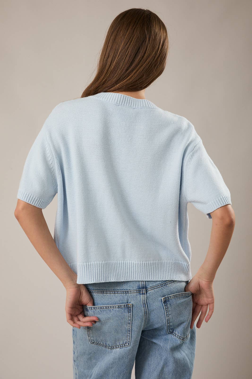 Light Blue Short Sleeve Cardigan