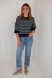 Navy Stripe Short Sweater