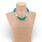 Chunky Beaded Turquoise & Pearl Necklace