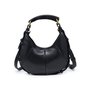Black Pleated Crescent Hobo Bag