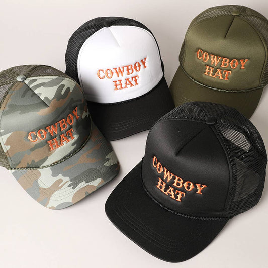 Cowboy Embroidery Trucker Hat