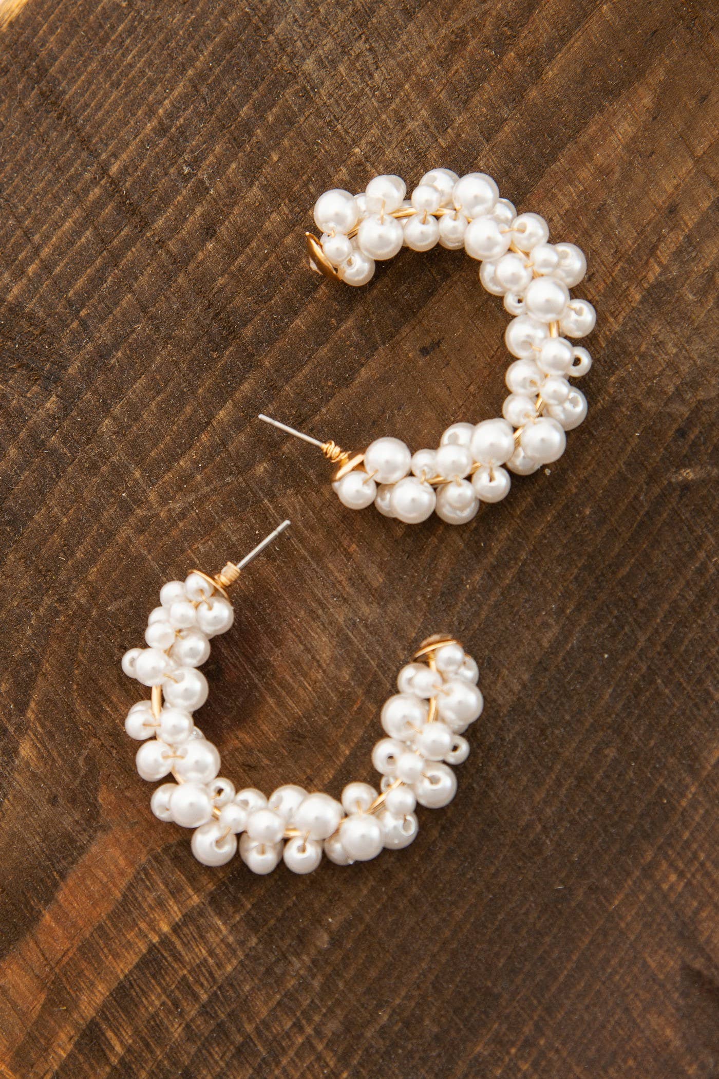 PEARL BEADED  HOOP EARRINGS | 10E3060163: GOLD