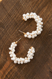 PEARL BEADED  HOOP EARRINGS | 10E3060163: GOLD