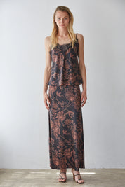 Floral Print Lace Tank & Maxi Skirt Set