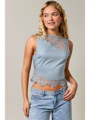 Blue Lace Sleeveless Top