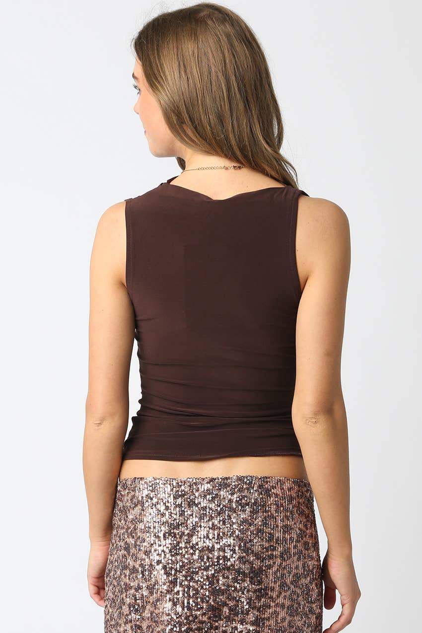 Brown Sleeveless Top