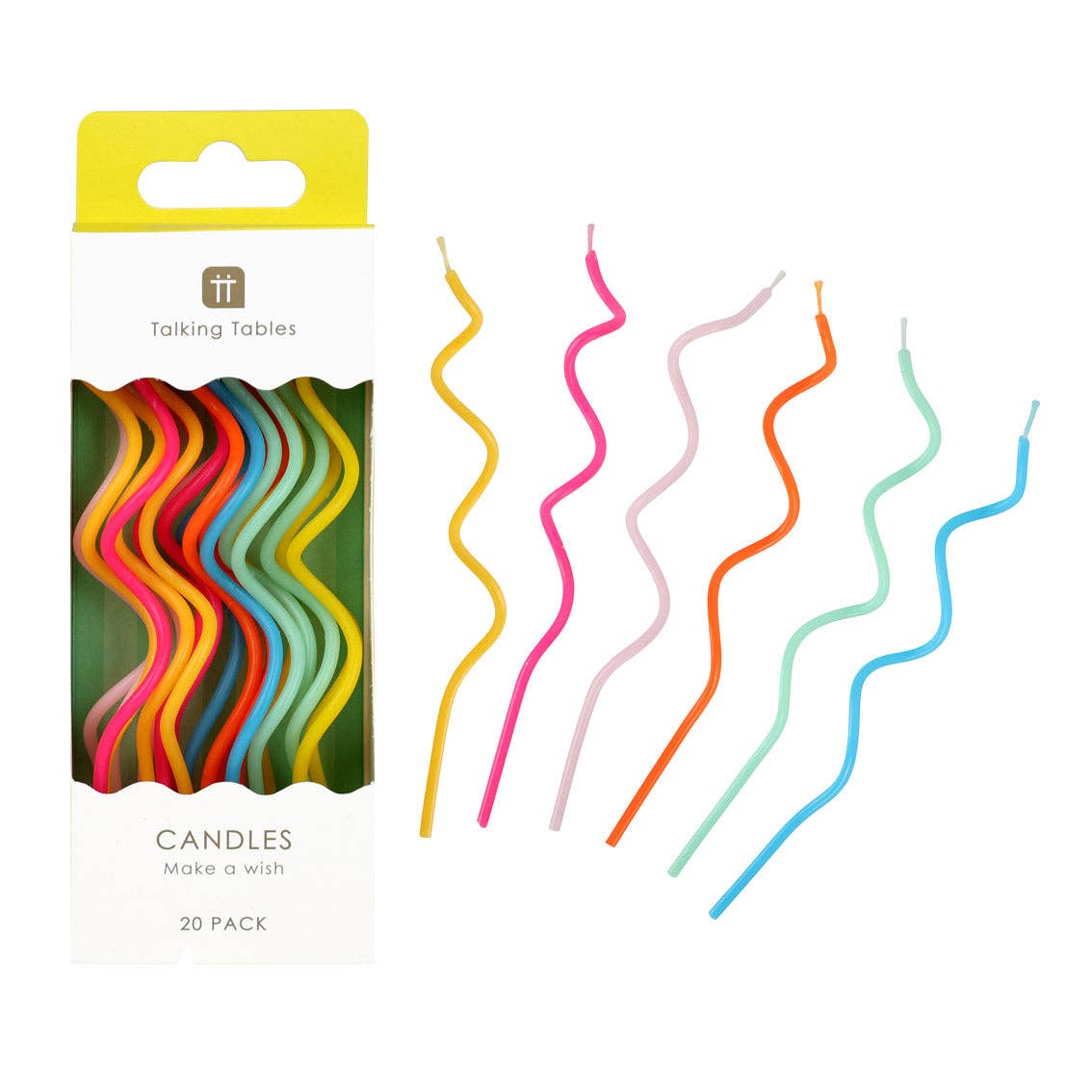 Rainbow Twisted Birthday Candles - 20 Pack | Cake Candless | — each candle measures 13 cm and unique design adds height